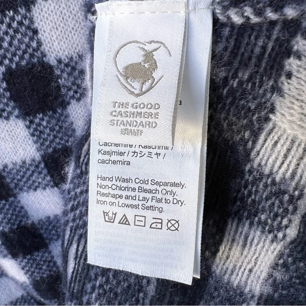 J.Crew • Gingham Checkered Cashmere Sweater NAVY SZ MEDIUM ASO Wednesday Addams